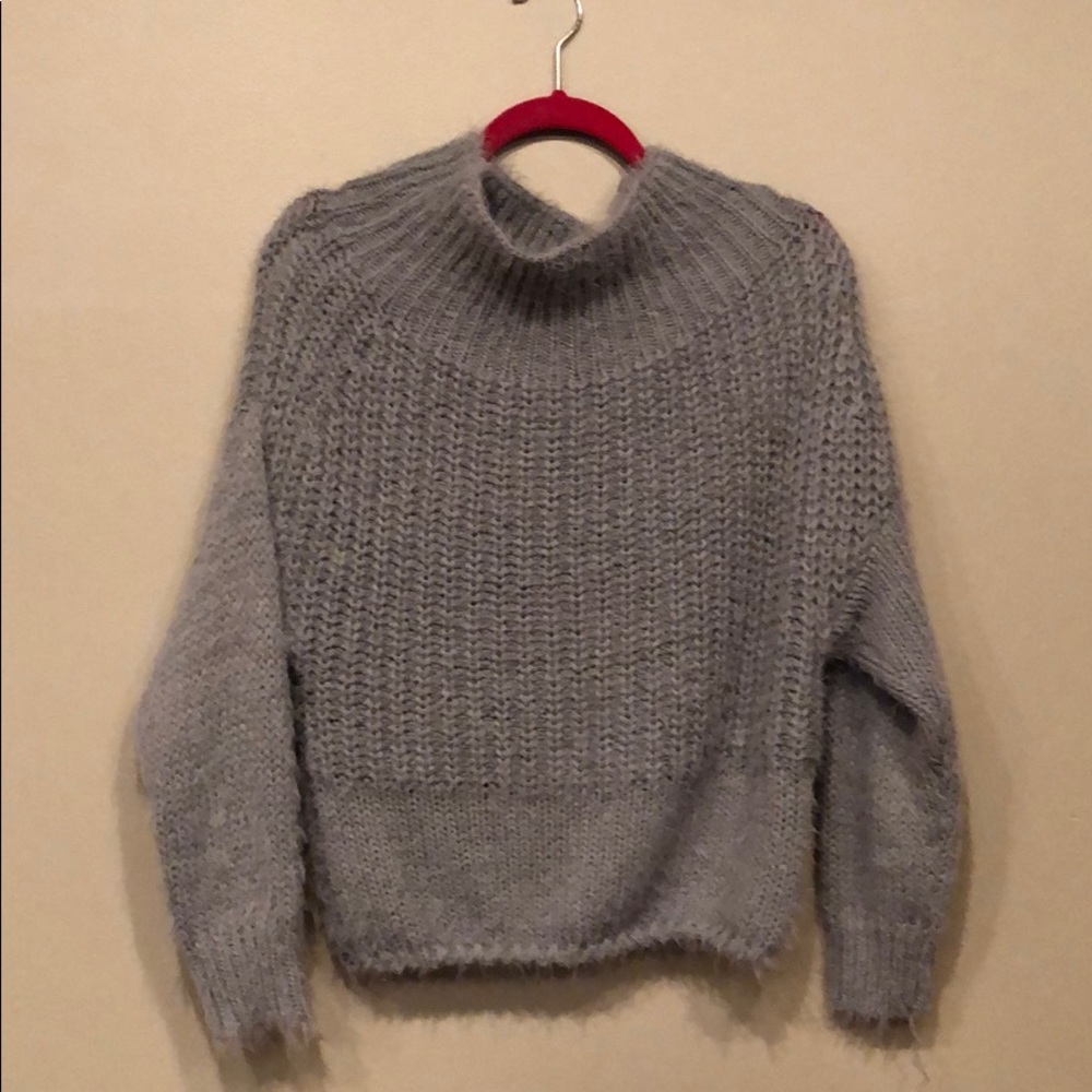 Slouched neck grey sweater